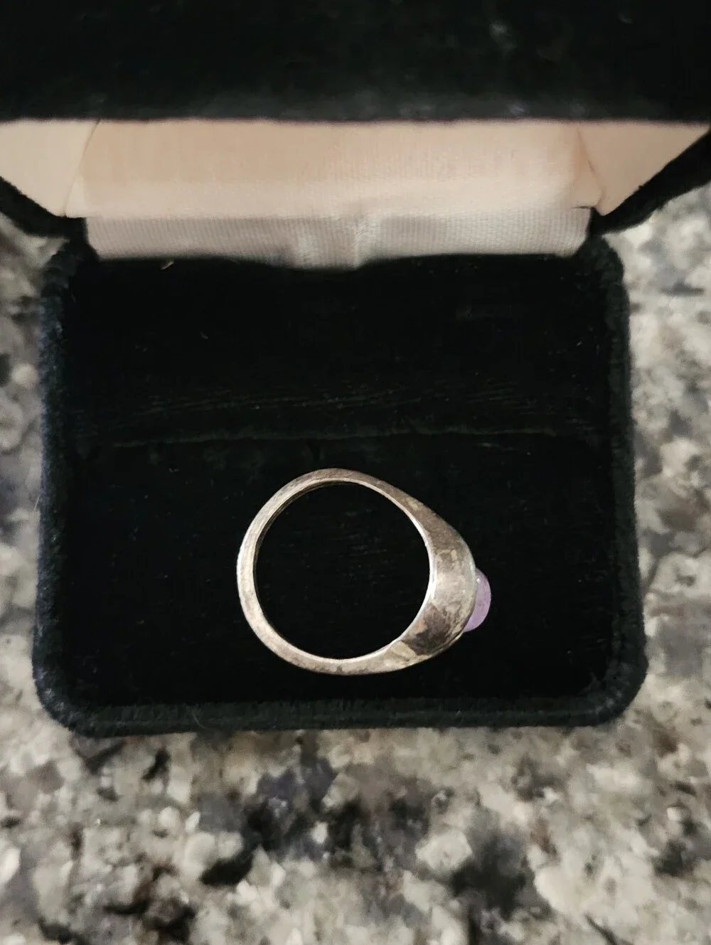 Vtg Silver Moonstone Ring - Iridescent Purple/Blue Gem